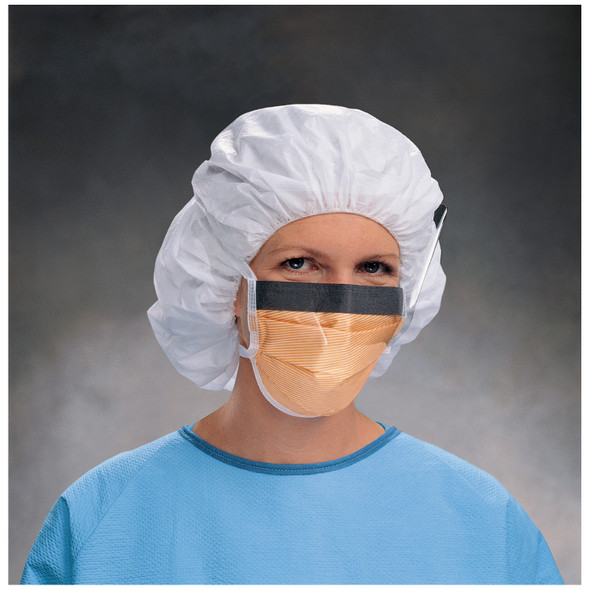 O&M Halyard FLUIDSHIELD™ 48247 Fluidshield® Fog-Free Surgical Mask with Ties, Level 3, Wraparound Visor, Orange, 25/pkg, 4 pkg/cs (US Only) (On Manufacturer backorder with an expected release date of May) , case