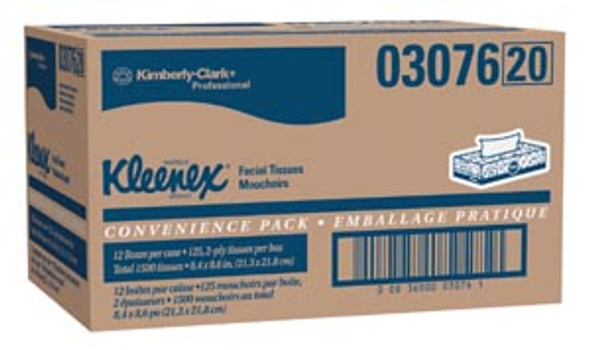 Kimberly-Clark Professional 03076 Facial Tissue, White, 125/pk, 12 pk/cs (60 cs/plt) (US Only) , case