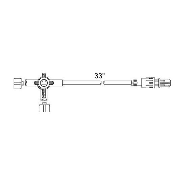 MX413SL ICU Medical 3-Way Hi-Flo(Tm)Stopcock W/33In. (83.8Cm) Ext. 50/Ca