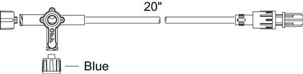 MX522SL ICU Medical Four-Way Stopcock W/20In (50.8Cm) Ext 50/Ca