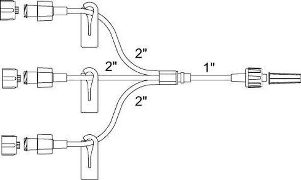 MX613H ICU Medical Non-Dehp Trifurcated Ext Set 50/Ca