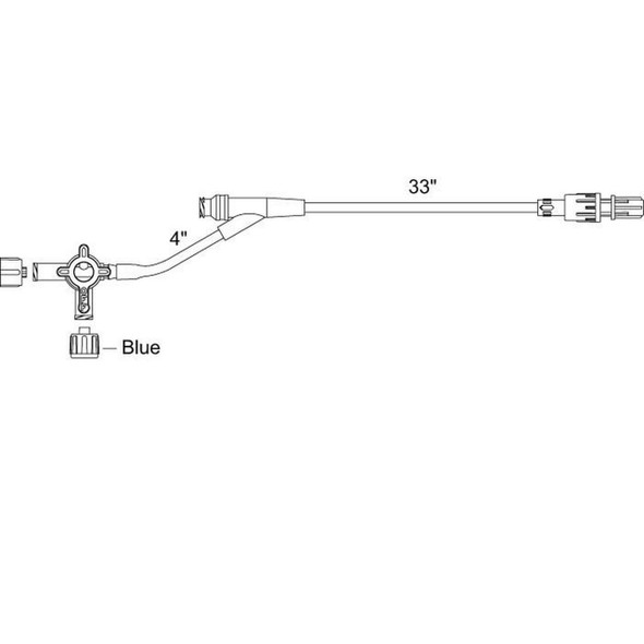 SM924SL ICU Medical 4-Way Stopcock W/37In Ext Smartsite@Valve 50/Ca