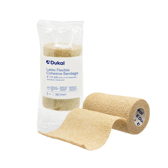 Dukal Corporation 8045T Bandage, Cohesive, 4in., Non-Sterile, Tan, 5 yds/rl, 18 rl/bx (24 bx/plt) , box