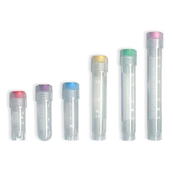 Simport Scientific CRYOVIAL® T309-5A Vial, Lip Seal, External Thread, 5mL Volume, Self-Standing, 100/bg, 10 bg/cs  , case