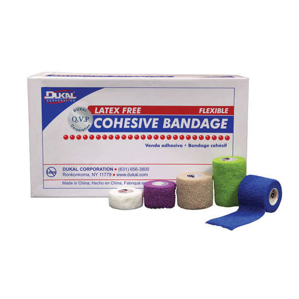Dukal Corporation 8036ASLF Bandage, Cohesive, 3in. x 5 yds, Latex Free (LF), Non-Sterile, Assorted Colors, 1 rl/pk, 24 pk/bx , box