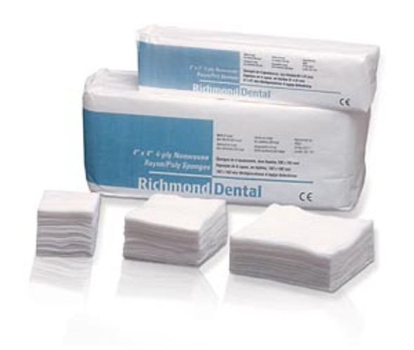 Richmond Dental 300634 Non-Woven Rayon/ Poly Sponge, 2in. x 2in., 4-Ply, Non-Sterile, 200/slv, 25 slv/cs (48 cs/plt) , case