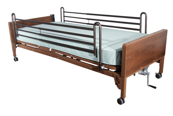 15004bv-pkg-2 Drive Medical Semi Electric Hospital Bed with Full Rails and Foam Mattress