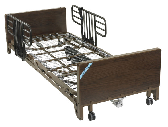 15235bv-pkg-1 Drive Medical Delta Ultra Light Full Electric Low Hospital Bed with Half Rails and Innerspring Mattress