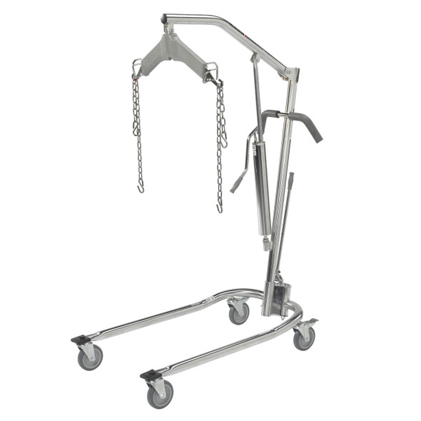 13023 Drive Medical Hydraulic Patient Lift with Six Point Cradle, 5" Casters, Chrome