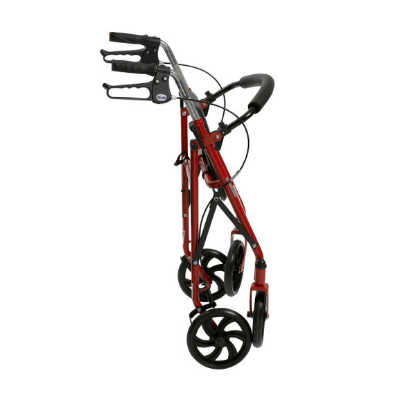10257rd-1 Drive Medical Four Wheel Walker Rollator with Fold Up Removable Back Support, Red