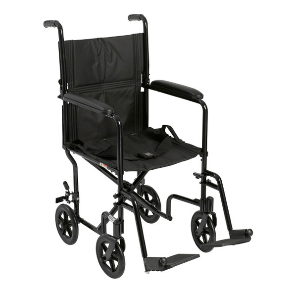 atc19-bk Drive Medical Lightweight Transport Wheelchair, 19" Seat, Black