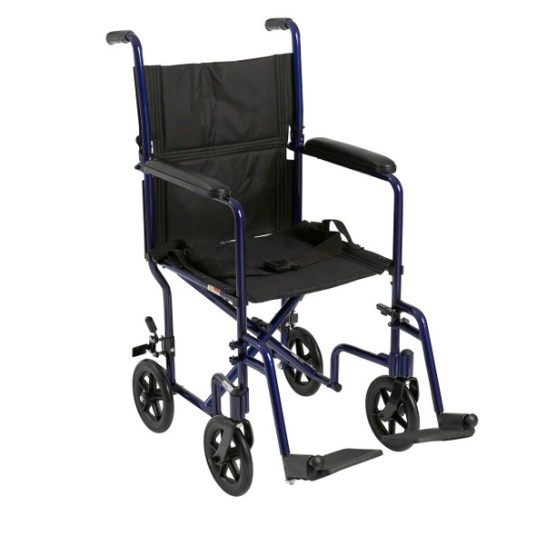 atc19-bl Drive Medical Lightweight Transport Wheelchair, 19" Seat, Blue