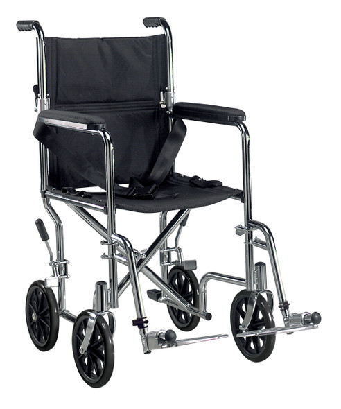 tr19 Drive Medical Go Cart Light Weight Steel Transport Wheelchair with Swing Away Footrest, 19" Seat