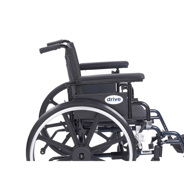 pla420fbfaarad-sf Drive Medical Viper Plus GT Wheelchair with Flip Back Removable Adjustable Full Arms, Swing away Footrests, 20" Seat