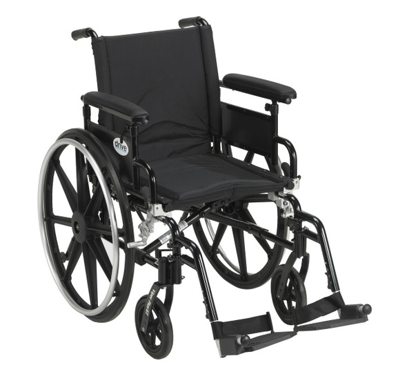 pla418fbfaarad-sf Drive Medical Viper Plus GT Wheelchair with Flip Back Removable Adjustable Full Arms, Swing away Footrests, 18" Seat