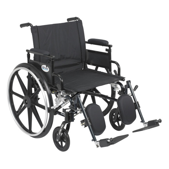 pla422fbdaar-elr Drive Medical Viper Plus GT Wheelchair with Flip Back Removable Adjustable Desk Arms, Elevating Leg Rests, 22" Seat