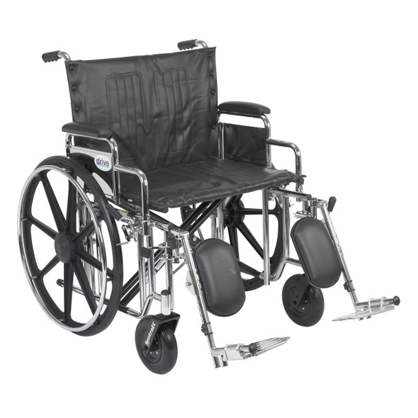 std24dda-elr Drive Medical Sentra Extra Heavy Duty Wheelchair, Detachable Desk Arms, Elevating Leg Rests, 24"Seat
