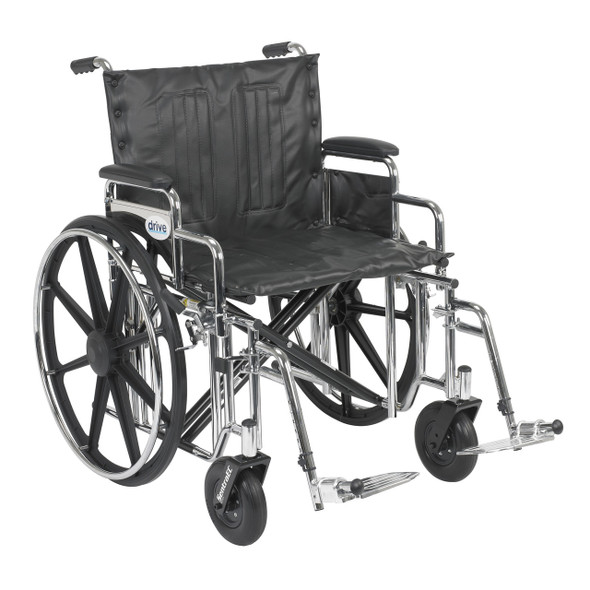 std22dda-sf Drive Medical Sentra Extra Heavy Duty Wheelchair, Detachable Desk Arms, Swing away Footrests, 22" Seat