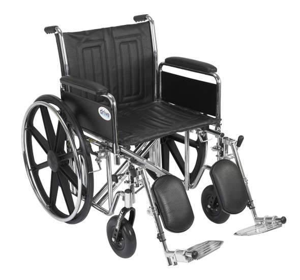 std20ecdfahd-elr Drive Medical Sentra EC Heavy Duty Wheelchair, Detachable Full Arms, Elevating Leg Rests, 20" Seat