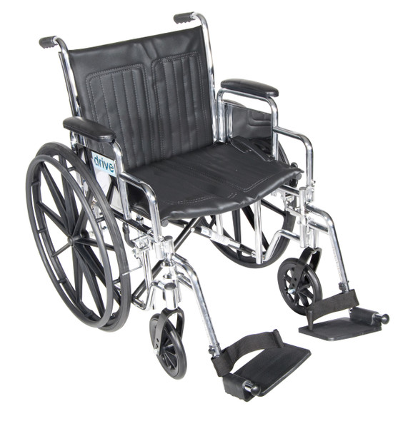cs20dda-sf Drive Medical Chrome Sport Wheelchair, Detachable Desk Arms, Swing away Footrests, 20" Seat