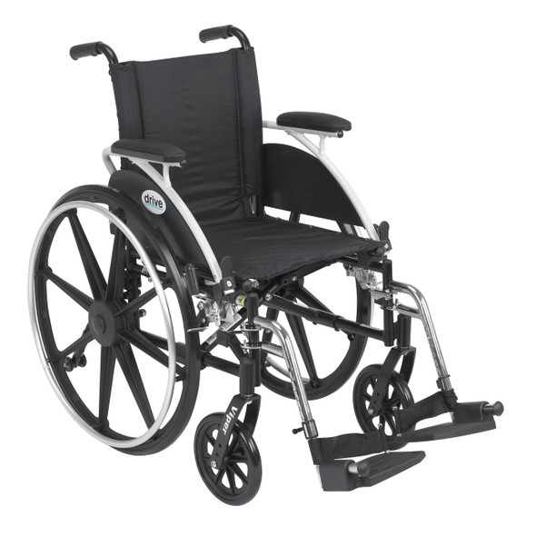 l412dda-sf Drive Medical Viper Wheelchair with Flip Back Removable Arms, Desk Arms, Swing away Footrests, 12" Seat