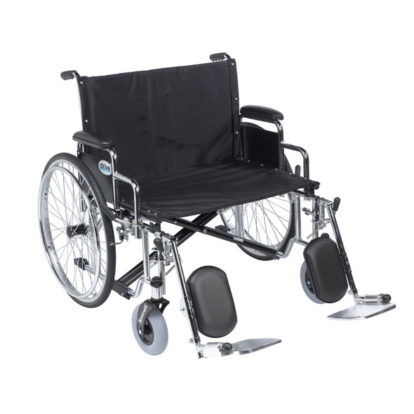 std28ecdda-elr Drive Medical Sentra EC Heavy Duty Extra Wide Wheelchair, Detachable Desk Arms, Elevating Leg Rests, 28" Seat