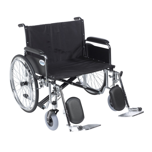 std28ecdfa-elr Drive Medical Sentra EC Heavy Duty Extra Wide Wheelchair, Detachable Full Arms, Elevating Leg Rests, 28" Seat