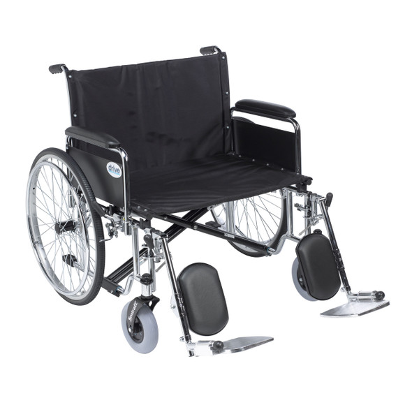 std30ecdfa-elr Drive Medical Sentra EC Heavy Duty Extra Wide Wheelchair, Detachable Full Arms, Elevating Leg Rests, 30" Seat