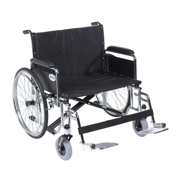 std30ecdfa-sf Drive Medical Sentra EC Heavy Duty Extra Wide Wheelchair, Detachable Full Arms, Swing away Footrests, 30" Seat