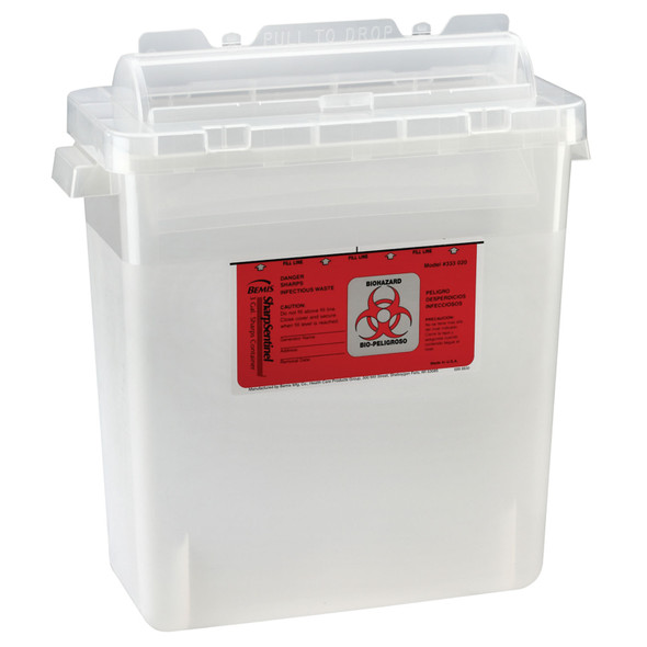 Bemis Health Care 333-020 Sharps Container, 3 Gal, Rotating Lid, Translucent Beige, 12/cs , case