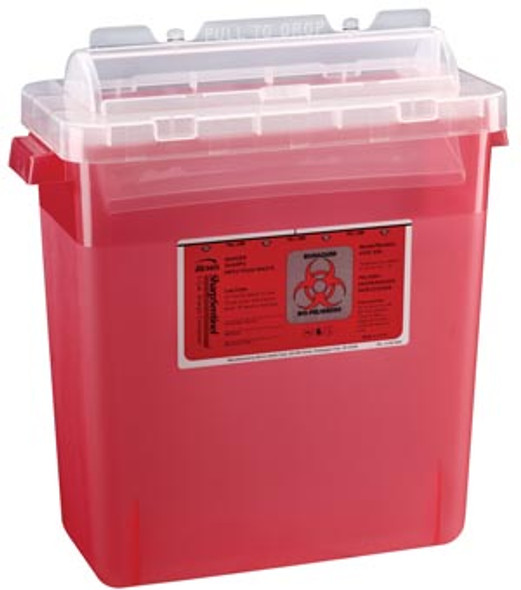Bemis Health Care 333-030 Sharps Container, 3 Gal, Rotating Lid, Translucent Red, 12/cs , case