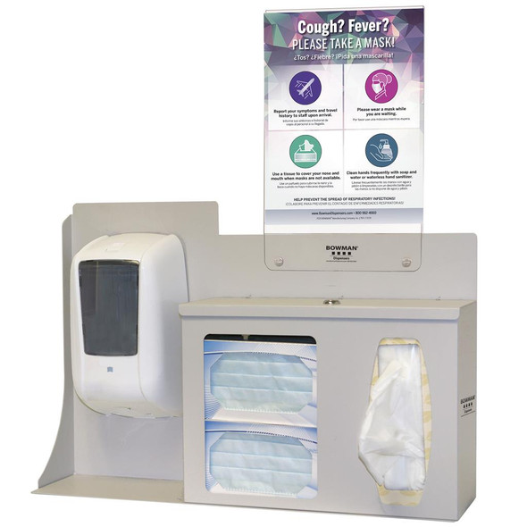 BD205-0012 Bowman Manufacturing Company, Inc. Respiratory Hygiene Bundle Station 205, Includes: Respiratory Hygiene Station RS005-0512 and Sign Holder MP-070