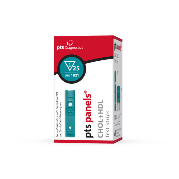 PTS Diagnostics DIAGNOSTICS CARDIOCHEK™ 1821 Cholesterol Plus HDL For Cardiochek PA Analyzers Only, CLIA Waived, 25 test/bx (Distributor Agreement Required - See Manufacturer Details Page) (Not Available For Sale into Canada) , box