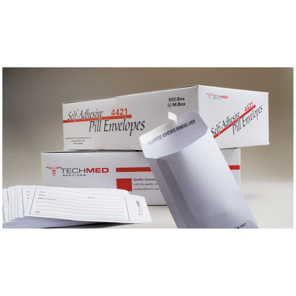 Dukal Corporation 4421 Printed Pill Envelope, 3½in. x 2¼in., Self Adhesive, 500/bx , box