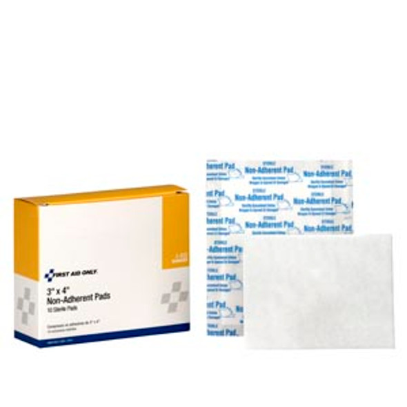 First Aid Only/Acme United Corporation 3-605 Non-Adherent Pads, 3in.x4in., 10/bx (DROP SHIP ONLY - $150 Minimum Order) , box