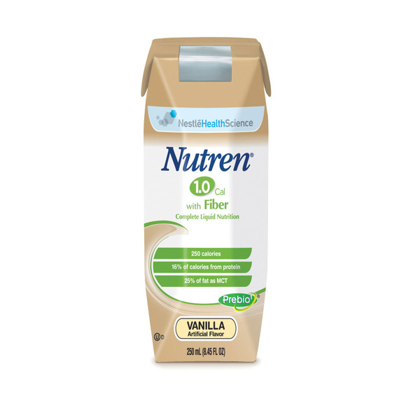 Nestle Healthcare Nutrition NUTREN® 1.0 FIBER WITH PREBIO™ 9871616056 Nutren® 1.0 with Fiber, Unflavored, 250 mL Tetra Prisma, 24/cs (144 cs/plt) (Minimum Expiry Lead is 90 days) (Continental US Only) , case