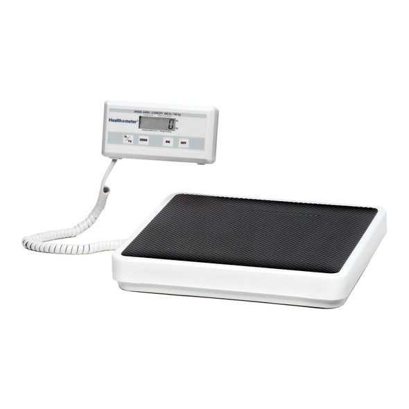 349KLX Pelstar LLC/Health O Meter Professional Scales Digital Scale, Remote Display, Capacity: 400 lb/180 kg, Resolution: 0.2 lb/0.1kg, Platform Dimension: 12 1/2 in. W x 12 in. D x 1 7/8 in.  H, 6 AA Batteries (included) or Power Adapter (not includ