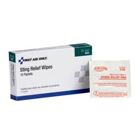 First Aid Only/Acme United Corporation 19-002 Sting Relief Wipes, 10/bx (DROP SHIP ONLY - $150 Minimum Order) , box