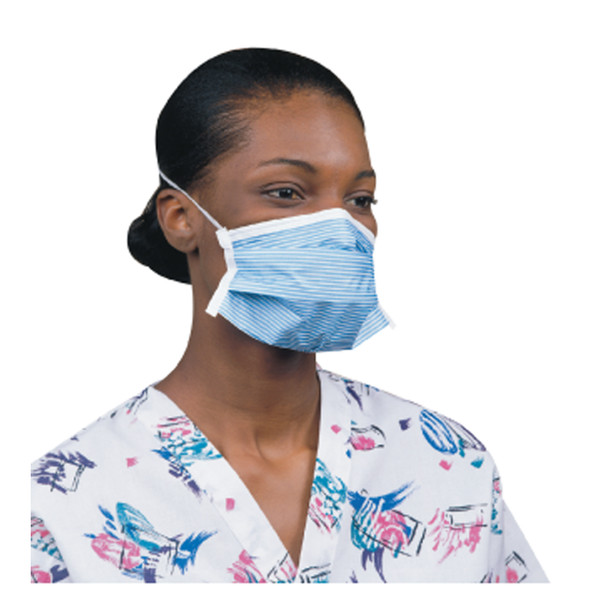 Alpha ProTech, Inc. PROTECH CRITICAL COVER® PFL® 608BS Face Mask, Blue Stripe, 8in., Single Band, 50/bx, 6bx/cs , case