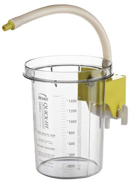 Bemis Health Care QUICK-FIT™ 1500SC-10 Reusable Outer Canister, 1500cc, Built-In Stopcock, Yellow Bracket, 10/cs , case