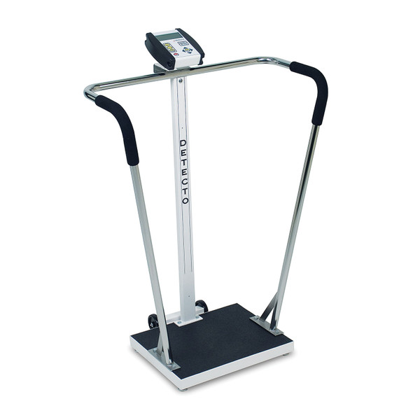 Cardinal Scale-Detecto 6855 Platform 18 in. x 14 in. x 1.75 in. Portable  High Capacity Digital Scale 600 Lb X .2 Lb- 270 Kg X.1 Kg Wrap Around  Tubular Handrails 