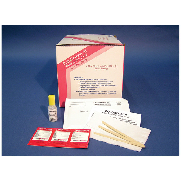 Helena Laboratories 5073 ColoScreen Take Home, Collection Tissues & Envelopes, 80 Slides, 6 x 15mL Developer, 240 Specimen Applicators, CLIA Waived , box