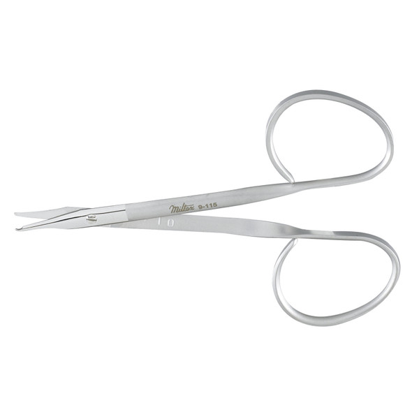 Integra Miltex 9-115 Reeh Stitch Scissors, Sharp Pointed Tips, Small Hook On 1 Blade, Ribbon Style Handles, 3¾in. , each