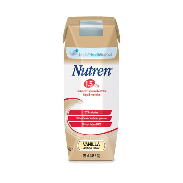 Nestle Healthcare Nutrition NUTREN® 9871616220 Nutren® 1.5, Unflavored, 250 mL Tetra Prisma, 24/cs (144 cs/plt) (Minimum Expiry Lead is 90 days) (Continental US Only) , case