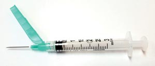 Exel Corporation 27105 Safety Syringe (3 mL) w/ Safety Needle (21G x 1in.), 50/bx, 8 bx/cs , case