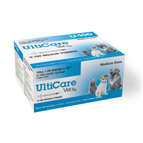 UltiMed, Inc. 09250 U-100 Syringe, 29G x ½in., 1/2cc, 100/bx , box