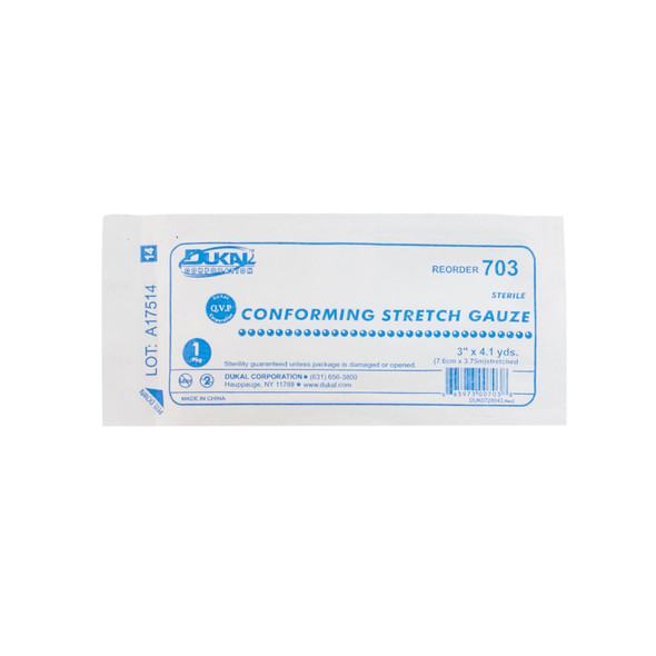 Dukal Corporation 703 Stretch Gauze, 3in. x 4.1 yd, Sterile, 1/pk, 12 pk/bx, 8 bx/cs , case