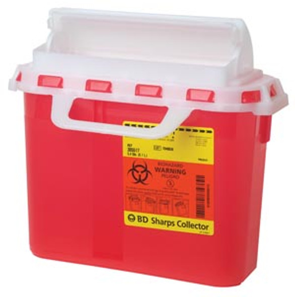 BD 305436 Sharps Collector, 2 & 3 Gallon, Next Generation, Counter Balanced Door, Red, 10/cs (Continental US Only) , case
