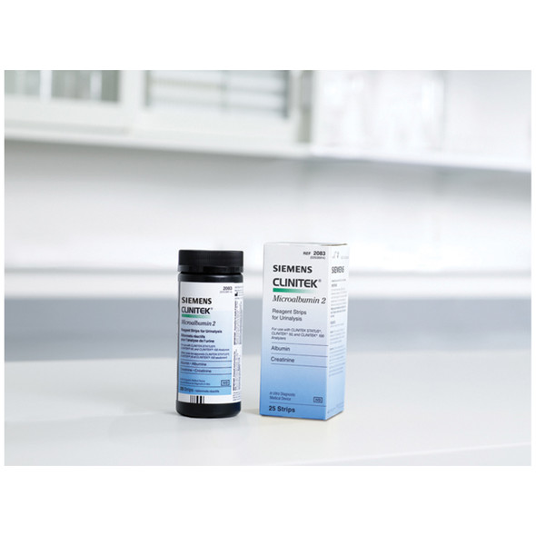 Siemens Diagnostics 2083 Clinitek® Microalbumin Reagent Test Strips, CLIA Waived, 25/btl (10317439) (Minimum Expiry Lead is 90 days) (Item is Non-Returnable) (US Only) , bottle