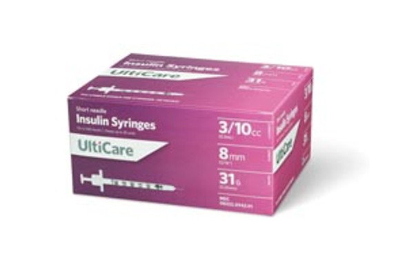 UltiMed, Inc. 9439 Insulin Syringe, 3/10cc, 31G x 5/16in., 100/bx , box